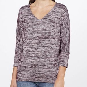 Market & Spruce Knit Dolman Purple Heathered Liraven V-Neck Stretch Size Medium
